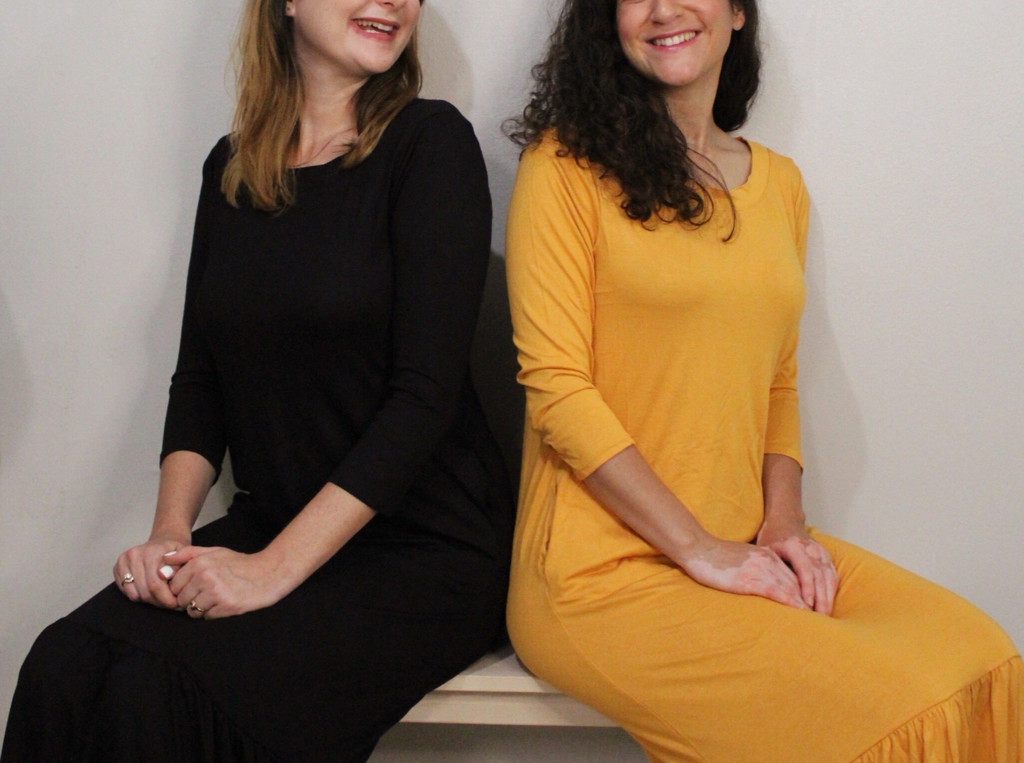 'Keeping it Cozy' Ruffle Hem Maxi Dress - BLACK + MUSTARD