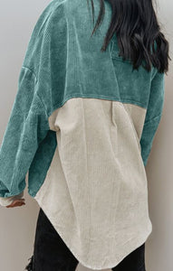 Green Colorblock  Corduroy