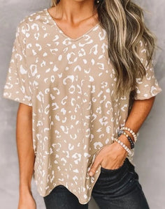 Beige Loose Leopard Tee Presale