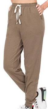 French Terry Drawstring Pants - Mocha