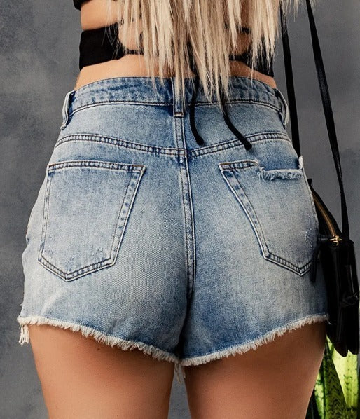 Blue Denim Vintage Pearl Shorts Presale